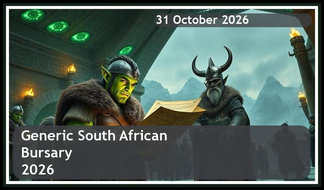 Generic South African Bursary 2026 – Closing Date: 31 October 2026 – Apply Now!