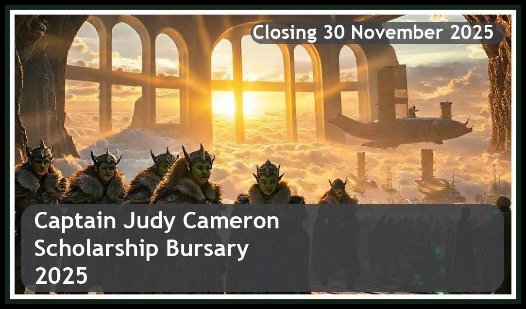 Captain Judy Cameron Scholarship Bursary 2026 – Closing Date: 30 November 2025 Apply Now!